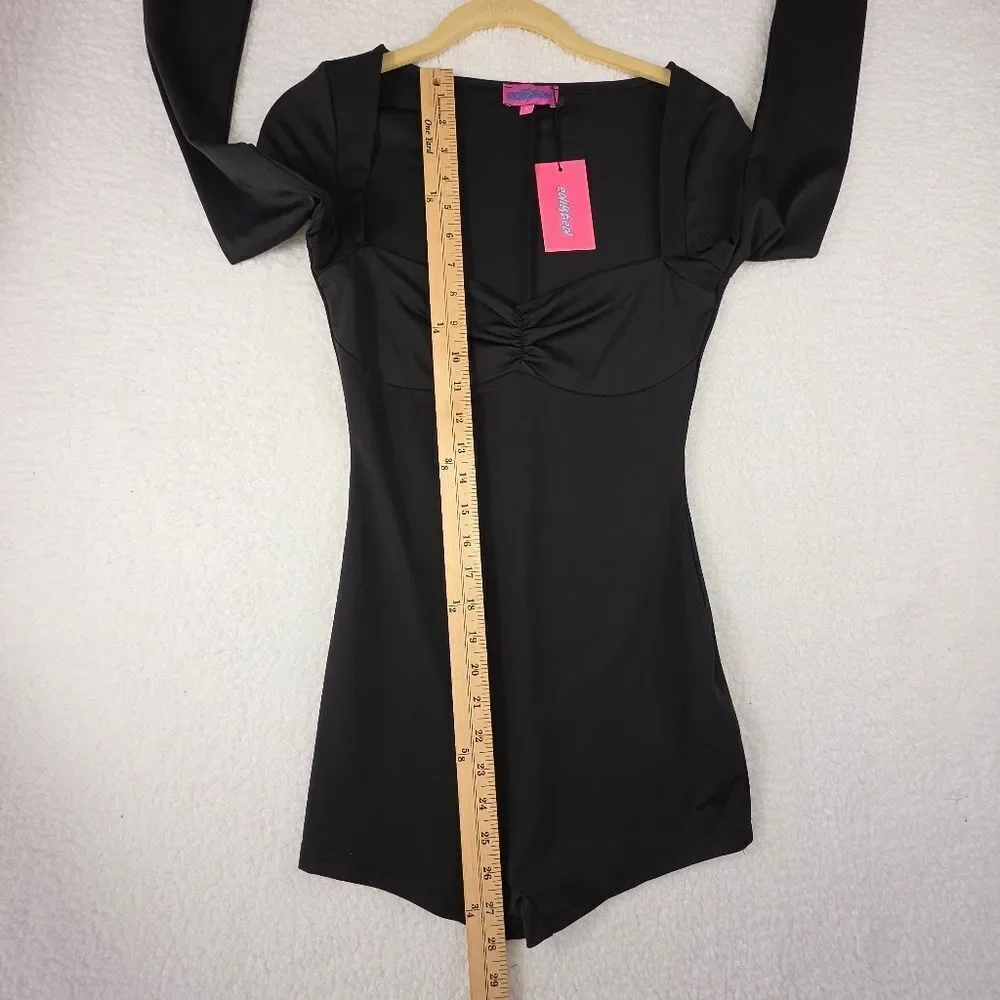 Edikted Sugar Long Sleeve Romper Black Size Small New - Picture 8 of 16